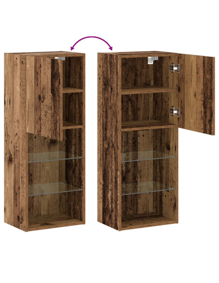 Mobile TV  con luci LED in legno invecchiato 40,5x30x102 cm