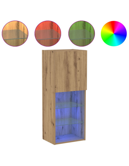 Mobile TV  con luci LED Rovere Artisan 40,5x30x102 cm