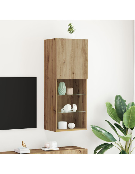 Mobile TV  con luci LED Rovere Artisan 40,5x30x102 cm