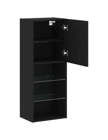 mobile TV  con luci LED rovere nero 40,5x30x102 cm