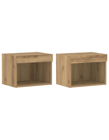 Set mobile TV con led 2 pcs Rovere artigianale 40 x 30 x 30 cm