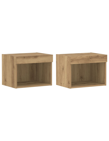 Armadi da parete  con luci a LED 2 pezzi Rovere Artigianale 40x30x30 cm