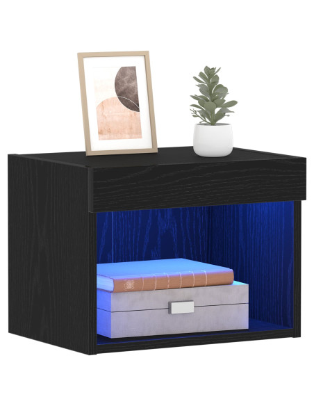 Armadio a muro  con luci LED Rovere Nero 40x30x30 cm