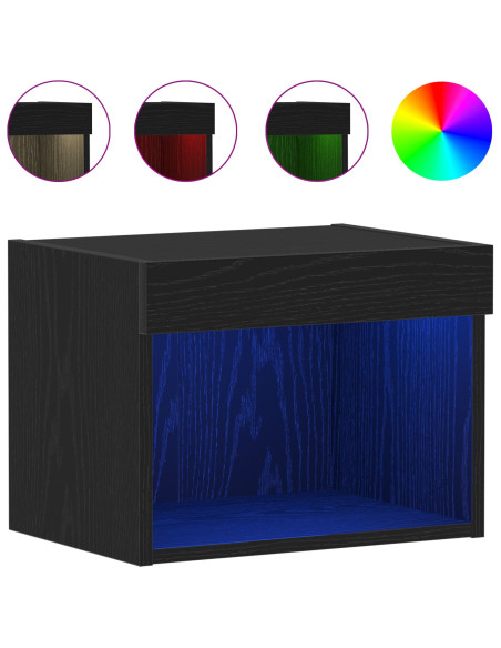 Armadi a muro  con luci LED 2 pezzi Rovere Nero 40x30x30 cm