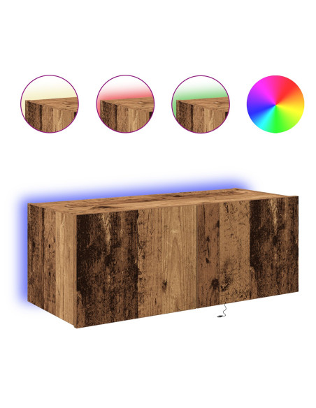 Cabinet TV  con luci LED Legno Vecchio 80x35x31 cm