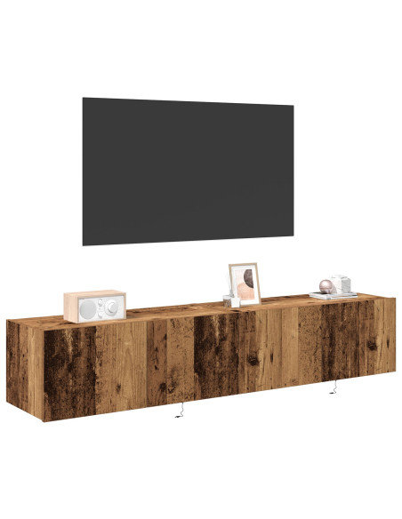 Mobile TV con luci LED 2 pz Legno antico 80x35x31 cm