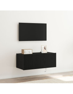 Mobile TV da parete Rovere Nero 80 x 35 x 31 cm 2