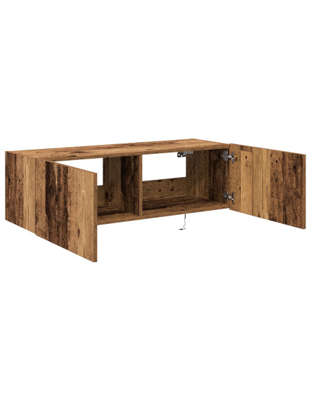 Mobile da TV  con luci LED in legno vecchio 100x35x31 cm