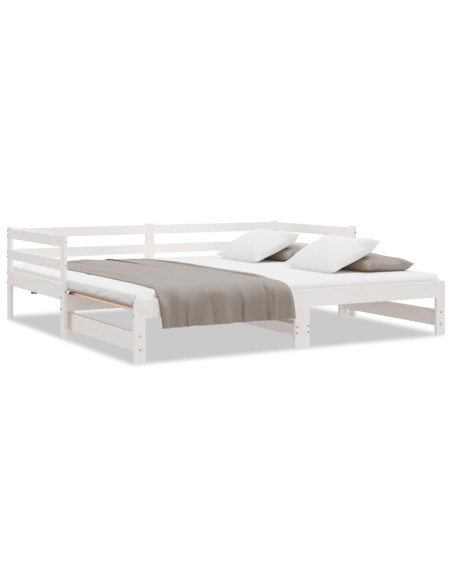 Dormeuse Estraibile Bianca in Massello di Pino 2x(90x200) cm