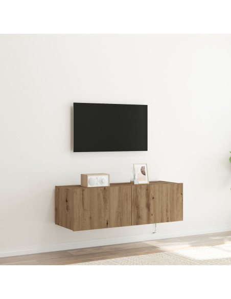 Mobile TV con luci LED Rovere Artigianale 100x35x31 cm