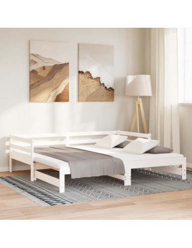 Dormeuse Estraibile Bianca in Massello di Pino 2x(90x200) cm
