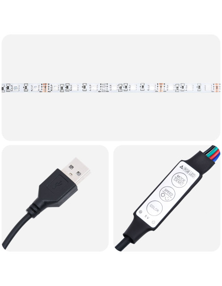Mobile TV  con luci LED Nero Rovere 100x35x31 cm
