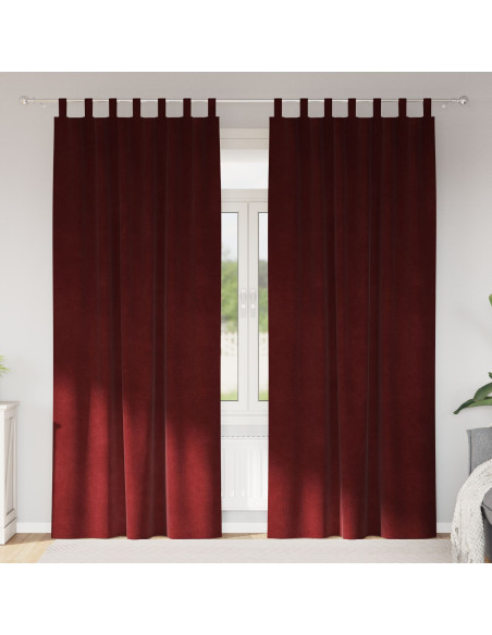 Tende oscuranti  con anelli 2 pezzi Rosso vino Velluto