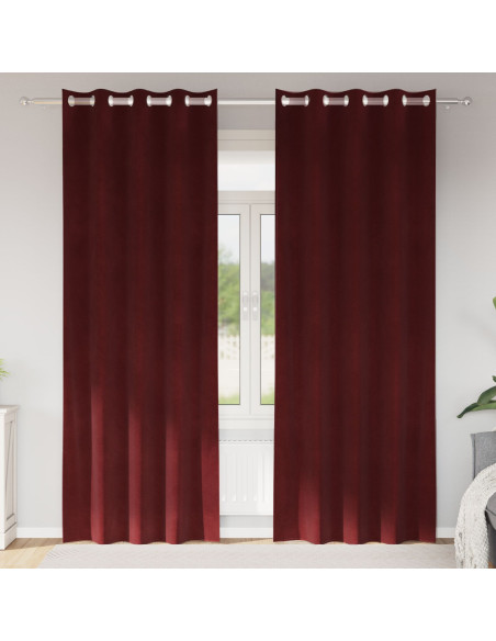 Tende oscuranti  con occhielli 2 pezzi Rosso vino in velluto