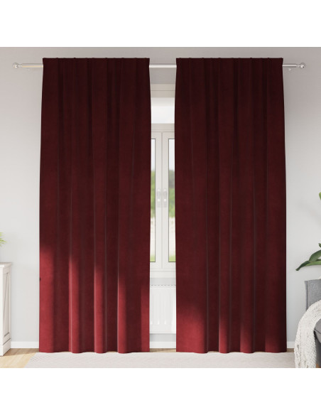 Tende oscuranti  con nastro superiore 2 pz Rosso Borgogna Velluto