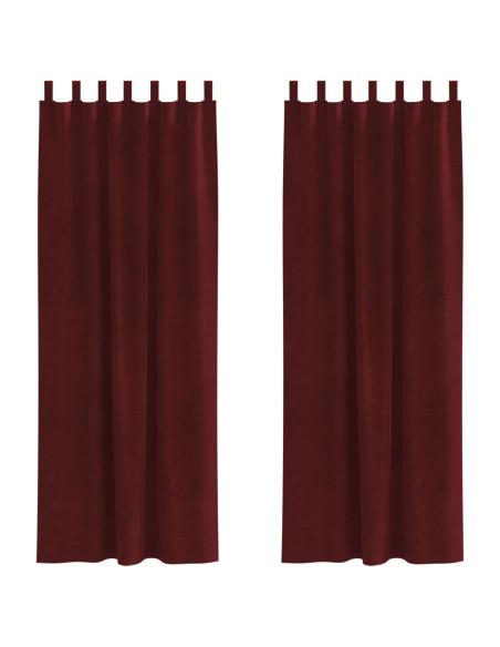Tende Blackout  con anelli 2 pezzi Rosso Vino Velluto