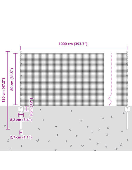 Recinzione in filo saldato  con 5 pali a U Grigio 0.8x10 m Acciaio