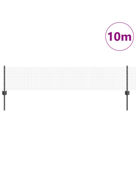 Recinzione in Filo Saldato con 5 U Post Grigi 0.4x10 m Acciaio