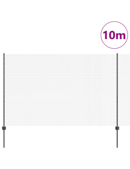 Recinzione in Filo Saldato  con 10 Pali Grigia 1.5x10 m Acciaio