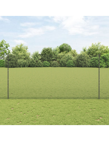 Recinzione in Rete Saldatura  con 10 Pali U Grigio 1.5x10 m Acciaio