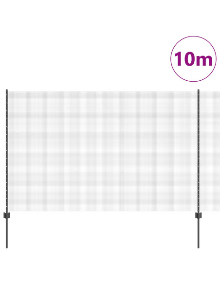 Recinzione in Rete Saldatura  con 10 Pali U Grigio 1.5x10 m Acciaio