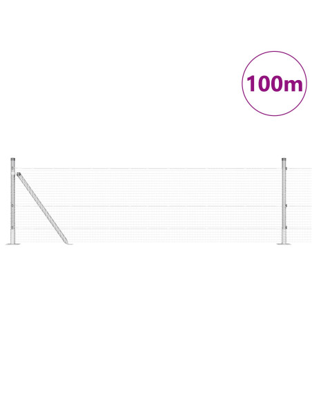 Recinzione in Rete Saldata  con 13 Pali Flangiati Verde 0.5x100 m Acciaio