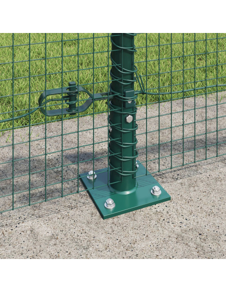 Recinzione in Rete Saldata  con 13 Pali Flangiati Verde 0.5x100 m Acciaio