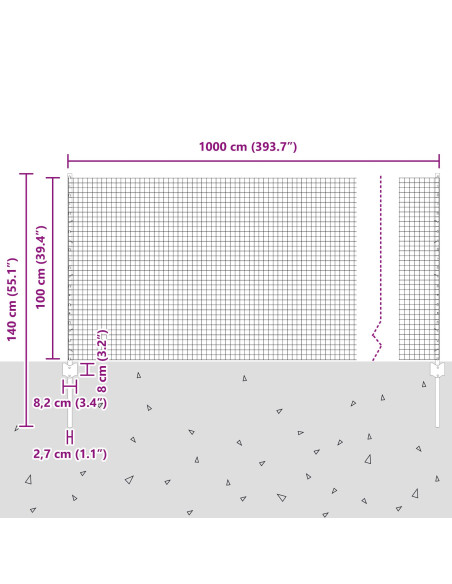 Set di Recinzione da Giardino  Set di 2 Grigio Metallo 10 x 1 m