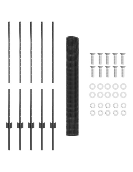 Set di Recinzione per Polli  Set di 2 Grigio Metallo 10 x 1 m
