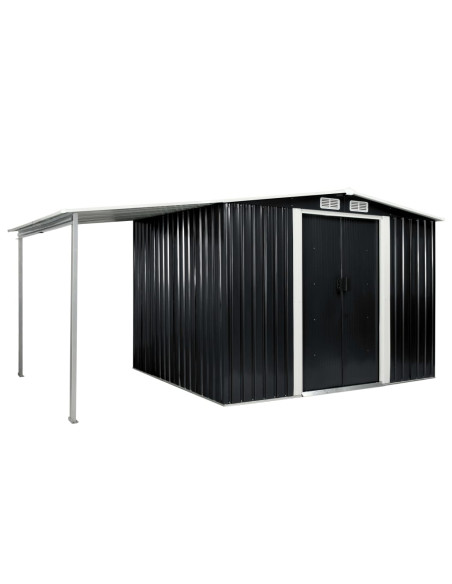 Capanno con Porte Scorrevoli Antracite 386x205x178cm Acciaio