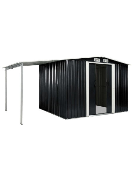 Capanno con Porte Scorrevoli Antracite 386x205x178cm Acciaio