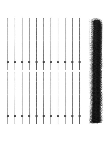 Recinzione con Posto Grigio 1,5 x 50 m Acciaio e PVC