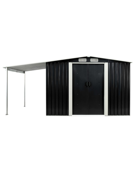 Capanno con Porte Scorrevoli Antracite 386x205x178cm Acciaio