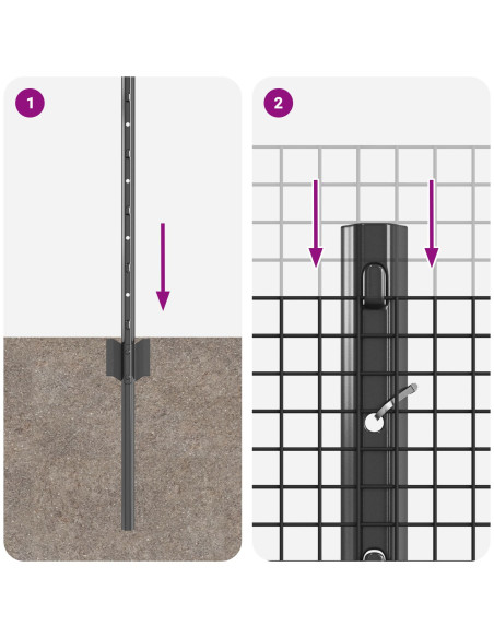 Recinzione con Posto Grigio 0,6 x 10 m Acciaio e PVC