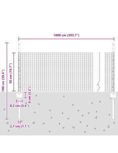 Recinzione con Posto Grigio 0,5 x 10 m Acciaio 2