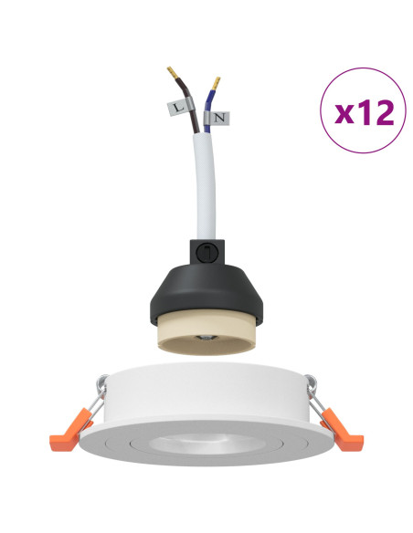 Spotlight 12 pcs Bianco 9 x 9 x 2 cm Alluminio