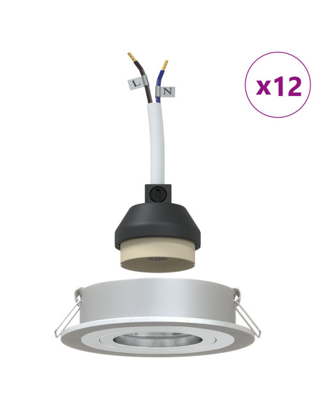 Fari Incassati  12 pz Rotondi GU10 Argento Ø91 mm