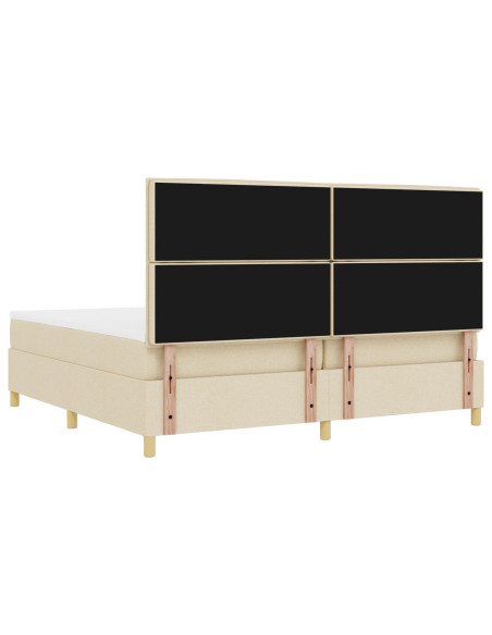 Letto con Box Spring e Materasso & LED Panna 200x200 cm Tessuto