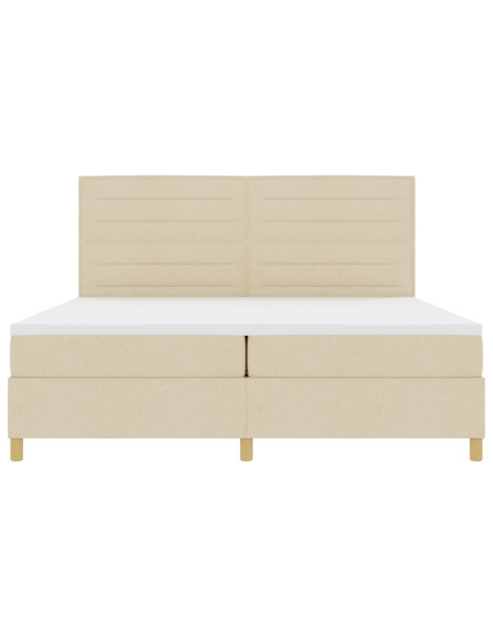 Letto con Box Spring e Materasso & LED Panna 200x200 cm Tessuto