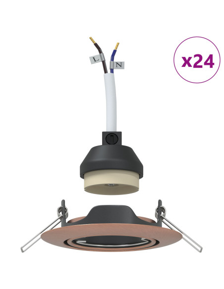 Lampade da Incasso  24 pezzi Rotonde GU10 Rame Ø90 mm Acciaio