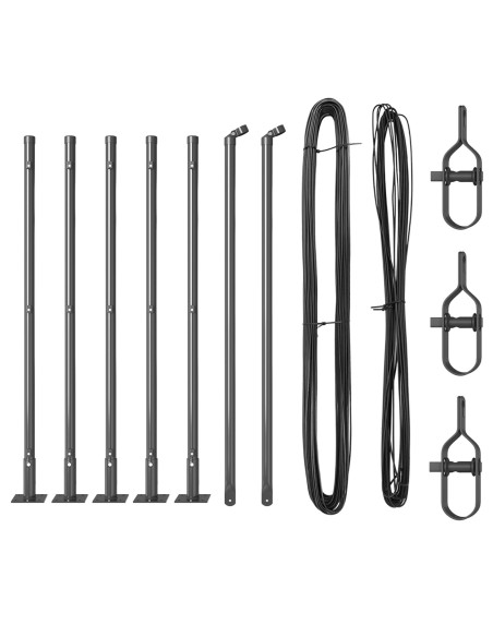 Palo della recinzione 7 pcs Grigio Acciaio