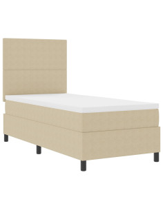 Letto a molle con testiera Grigio chiaro e bianco 100 x 200 cm