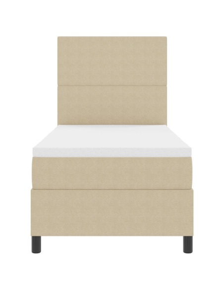 Letto a Molle con Materasso Verde Chiaro Grigio 100x200 cm Tessuto corduroy