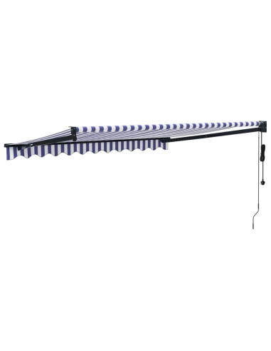 Tenda Sole Automatica Retrattile Blu e Bianca 3x2,5 m