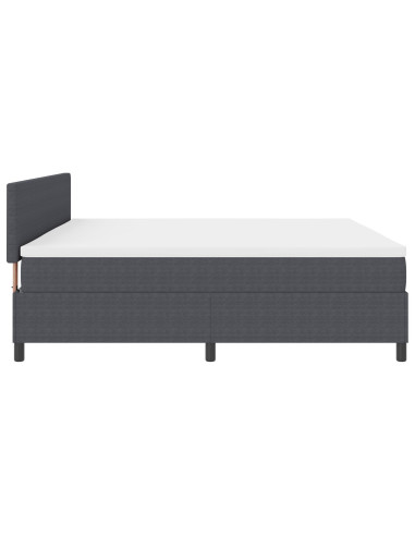 Letto a molle con testiera Grigio Scuro e Bianco 200 x 200 cm