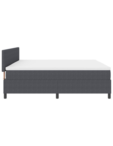 Letto a molle con testiera Grigio Scuro e Bianco 200 x 200 cm