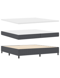 Letto a molle con testiera Grigio Scuro e Bianco 200 x 200 cm 2