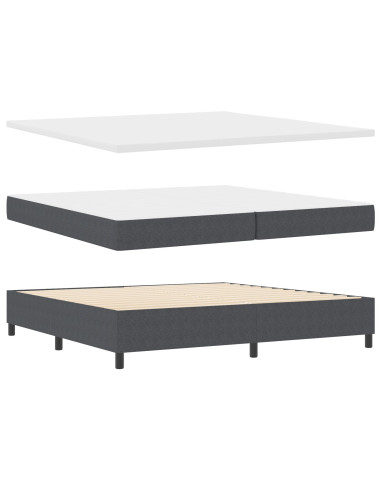 Letto a molle con testiera Grigio Scuro e Bianco 200 x 200 cm