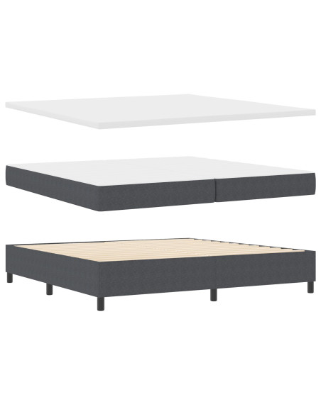 Letto a molle con testiera Grigio Scuro e Bianco 200 x 200 cm