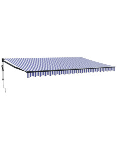 Tenda Sole Automatica Retrattile Blu e Bianca 5x3 m 2